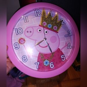 Kids Pink Peppa Pig bedroom clock